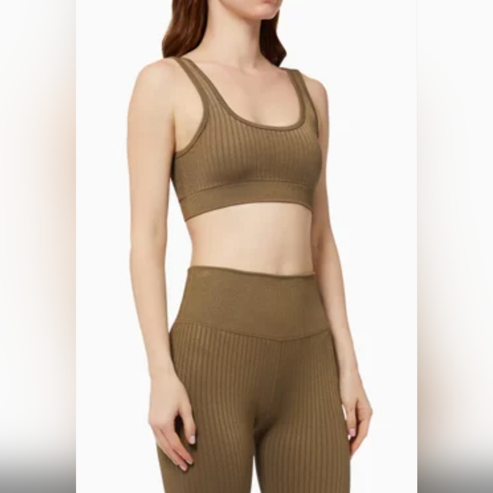 Good American Shine Ribbed Bralette Green NWT SZ 5-6= 2xl-3xl